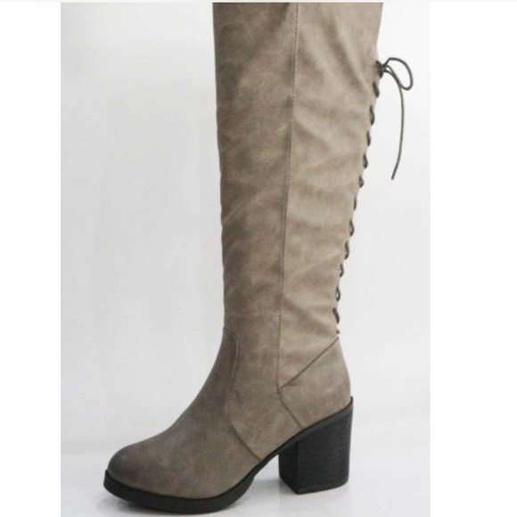 Gray Faux Leather Boots - Picture 2 of 7